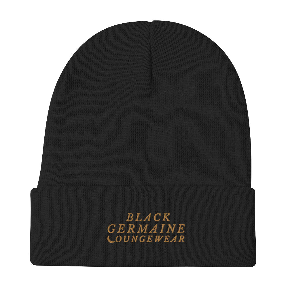 Black Germaine "Olde Gold Logo" Embroidered Beanie