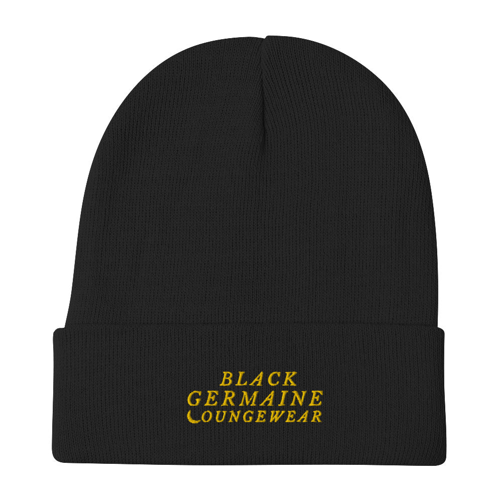 Black Germaine "Champion Gold Logo" Embroidered Beanie