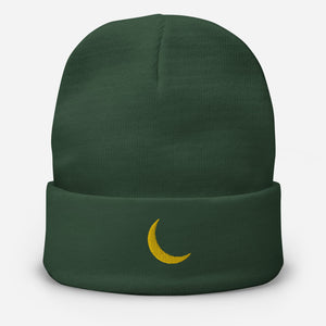 Black Germaine "Champion Gold Double Stitch Moon Logo" Embroidered Beanie