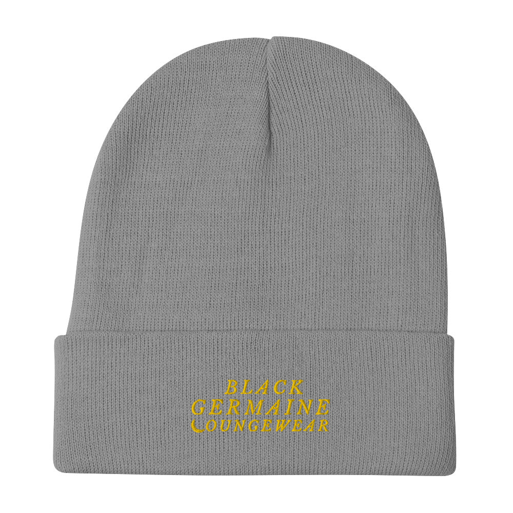 Black Germaine "Champion Gold Logo" Embroidered Beanie