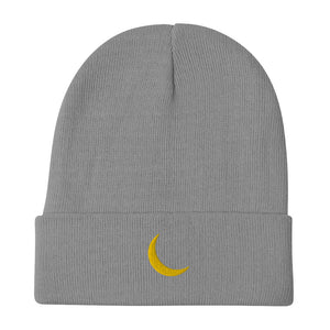 Black Germaine "Champion Gold Double Stitch Moon Logo" Embroidered Beanie