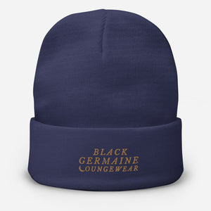 Black Germaine "Olde Gold Logo" Embroidered Beanie