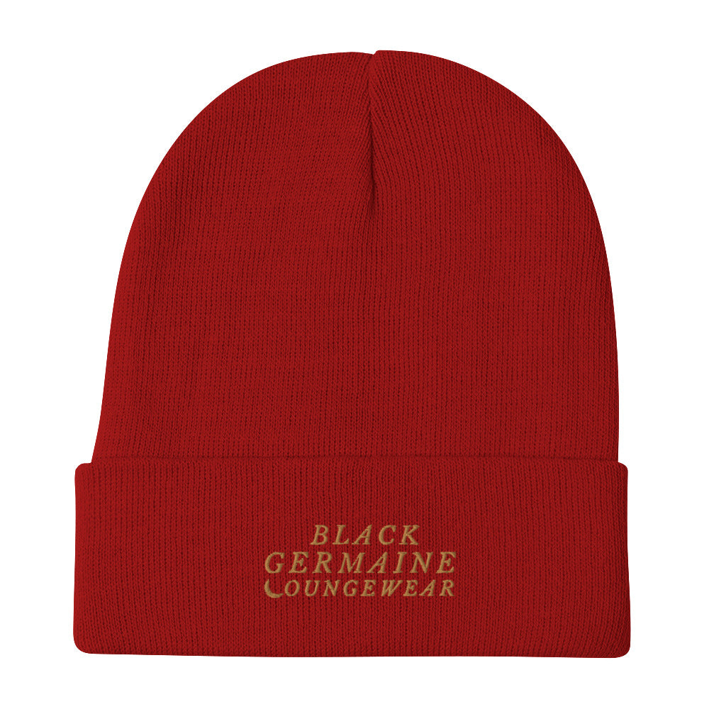 Black Germaine "Olde Gold Logo" Embroidered Beanie