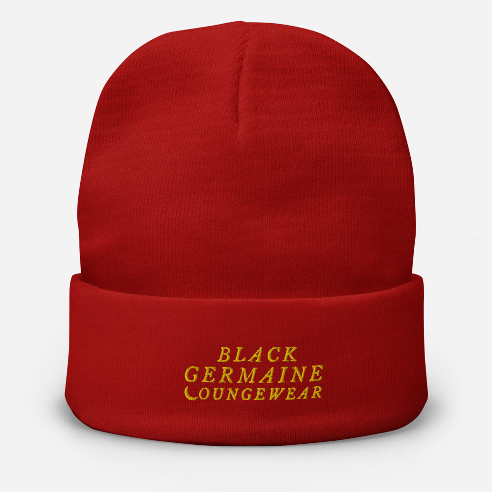 Black Germaine "Champion Gold Logo" Embroidered Beanie