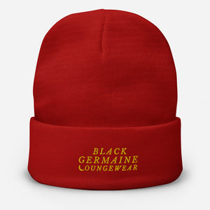 Black Germaine "Champion Gold Logo" Embroidered Beanie