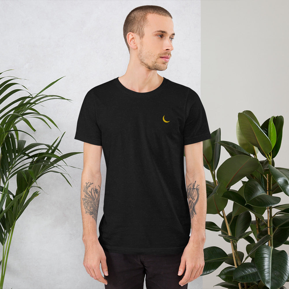 Black Germaine Embroidered "Champion Gold Moon Logo" T-Shirt