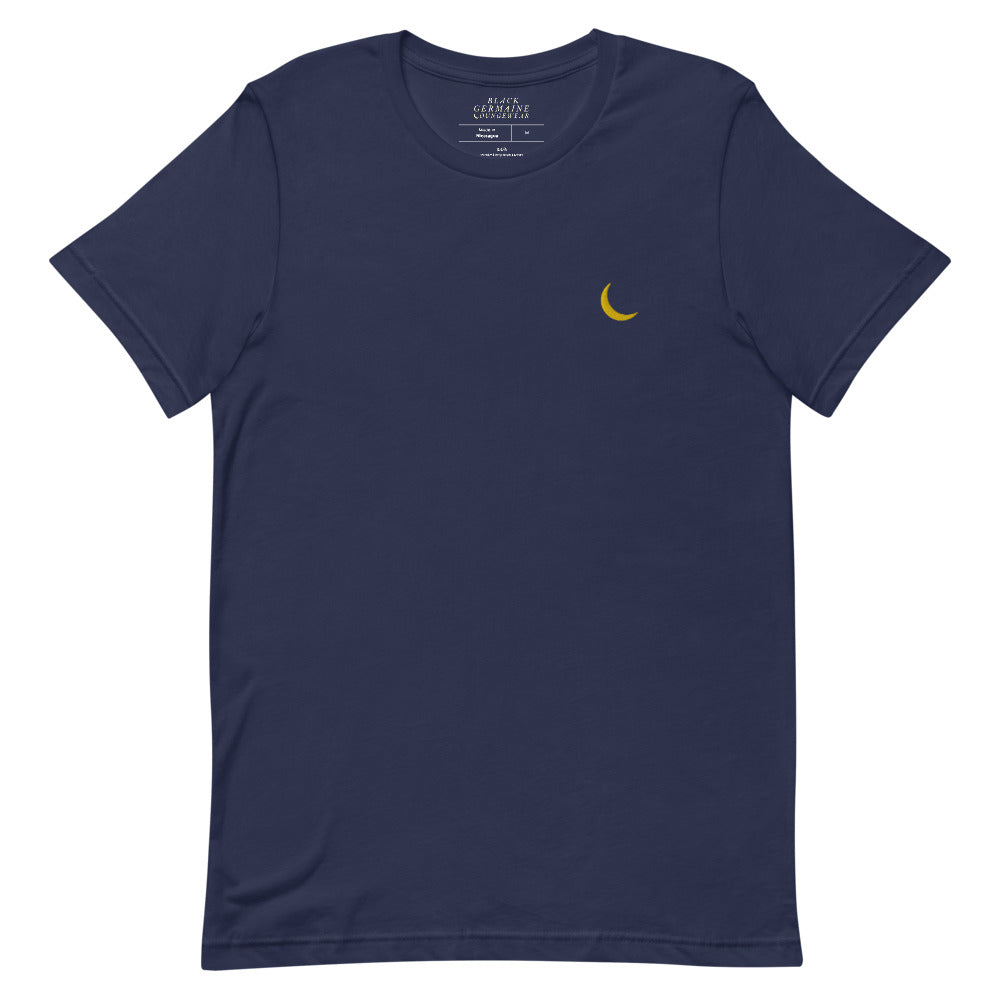 Black Germaine Embroidered "Champion Gold Moon Logo" T-Shirt