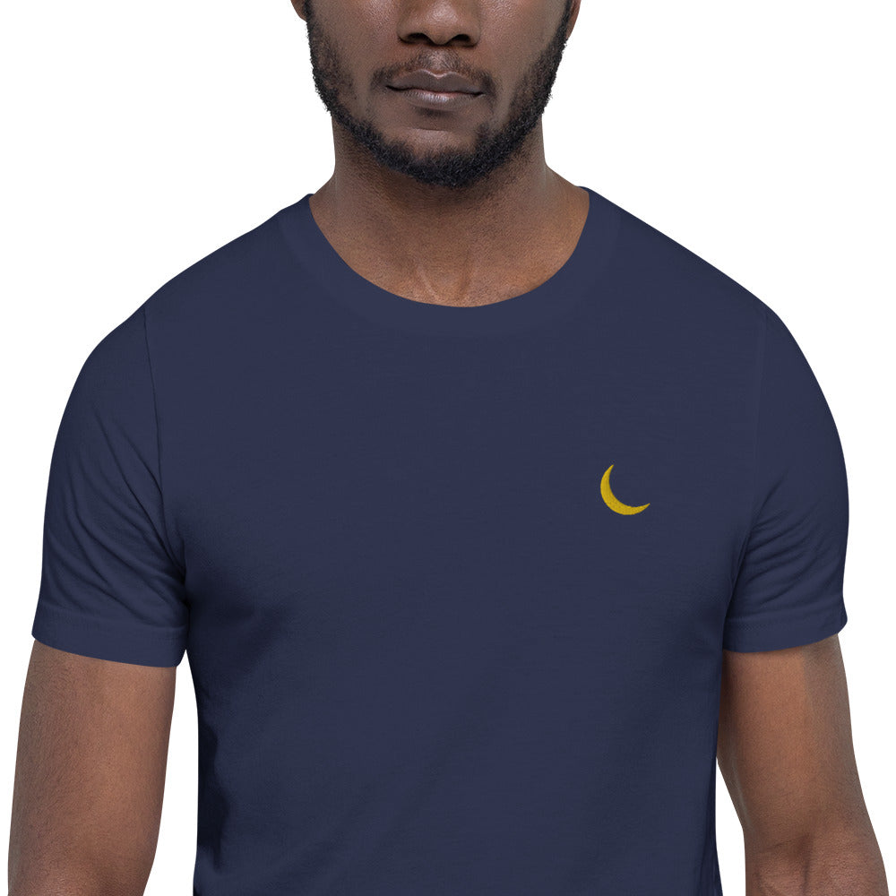 Black Germaine Embroidered "Champion Gold Moon Logo" T-Shirt