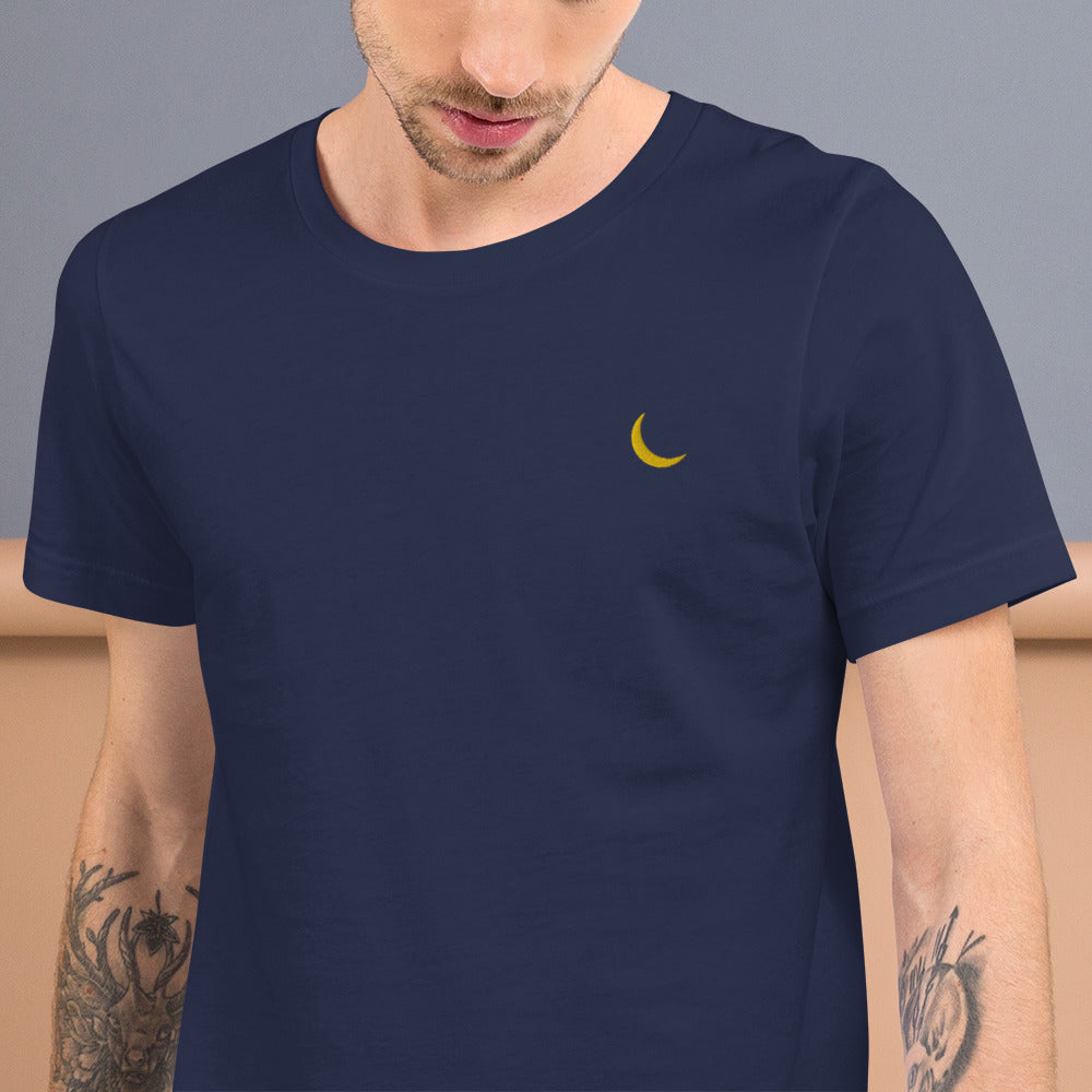 Black Germaine Embroidered "Champion Gold Moon Logo" T-Shirt